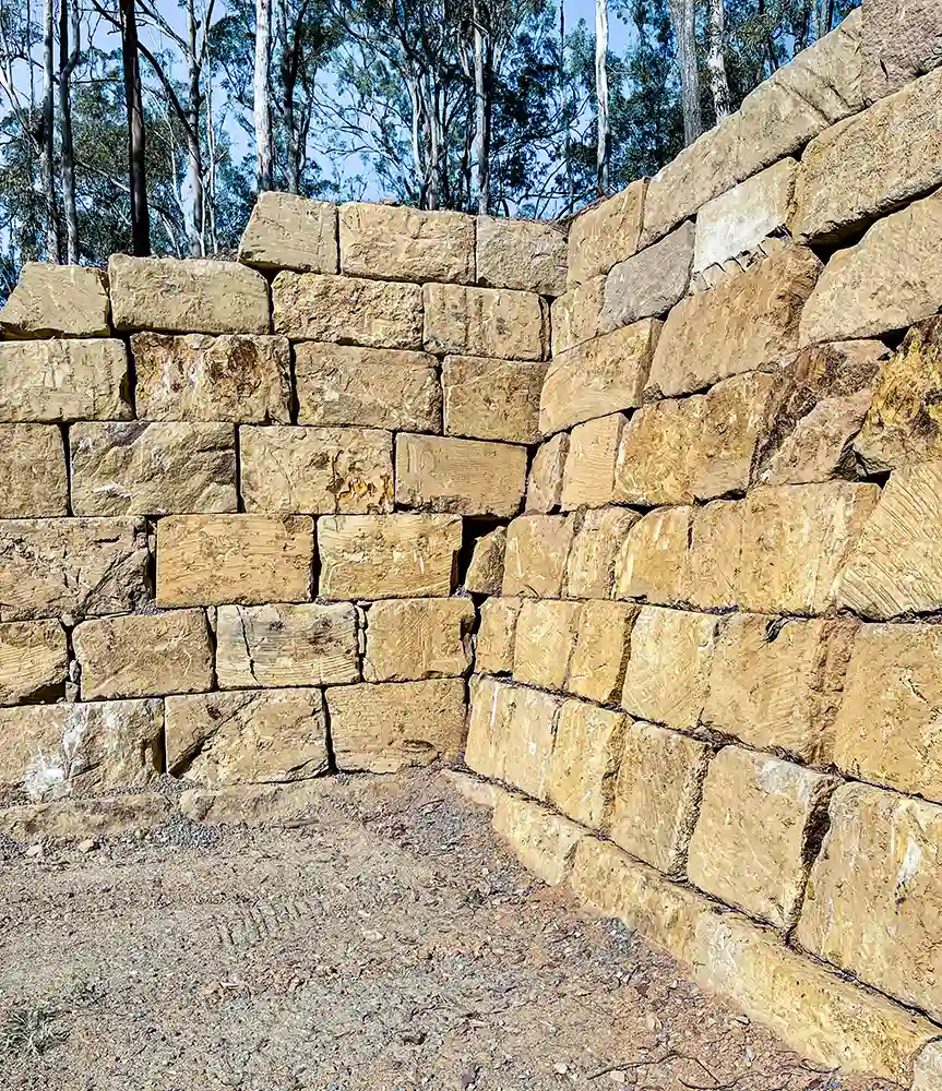 sandstone block retaining wall