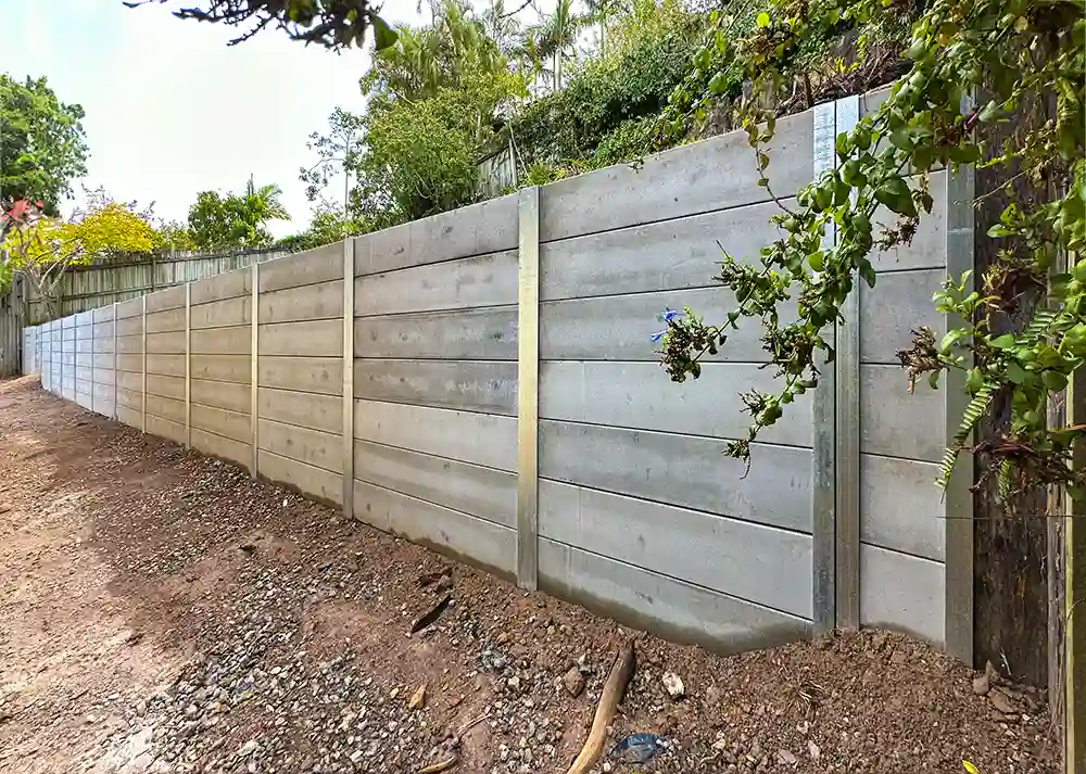 fully erect concrete sleeper retaining wall